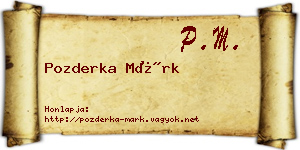 Pozderka Márk névjegykártya